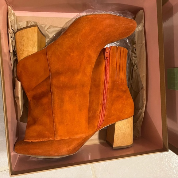Charlotte Stone burnt orange square toe boot